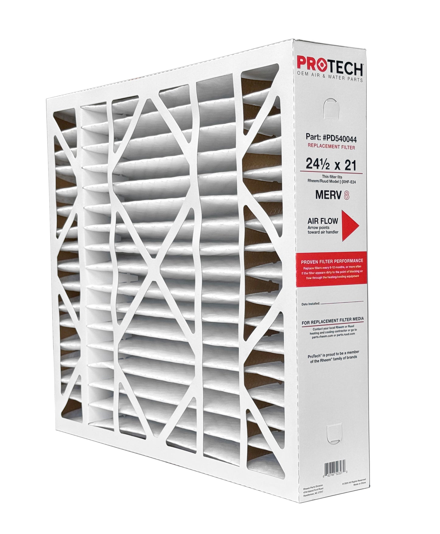 Rheem PD540044 - 21" x 24.5" x 5" Exact-Fit Filter for Air Cleaner AXHF-E24AM, MERV 8