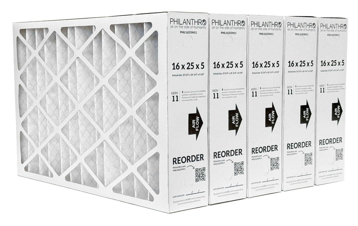 Philanthro PHIL16255M11 - 16" x 25" x 5" Air Filter, MERV 11