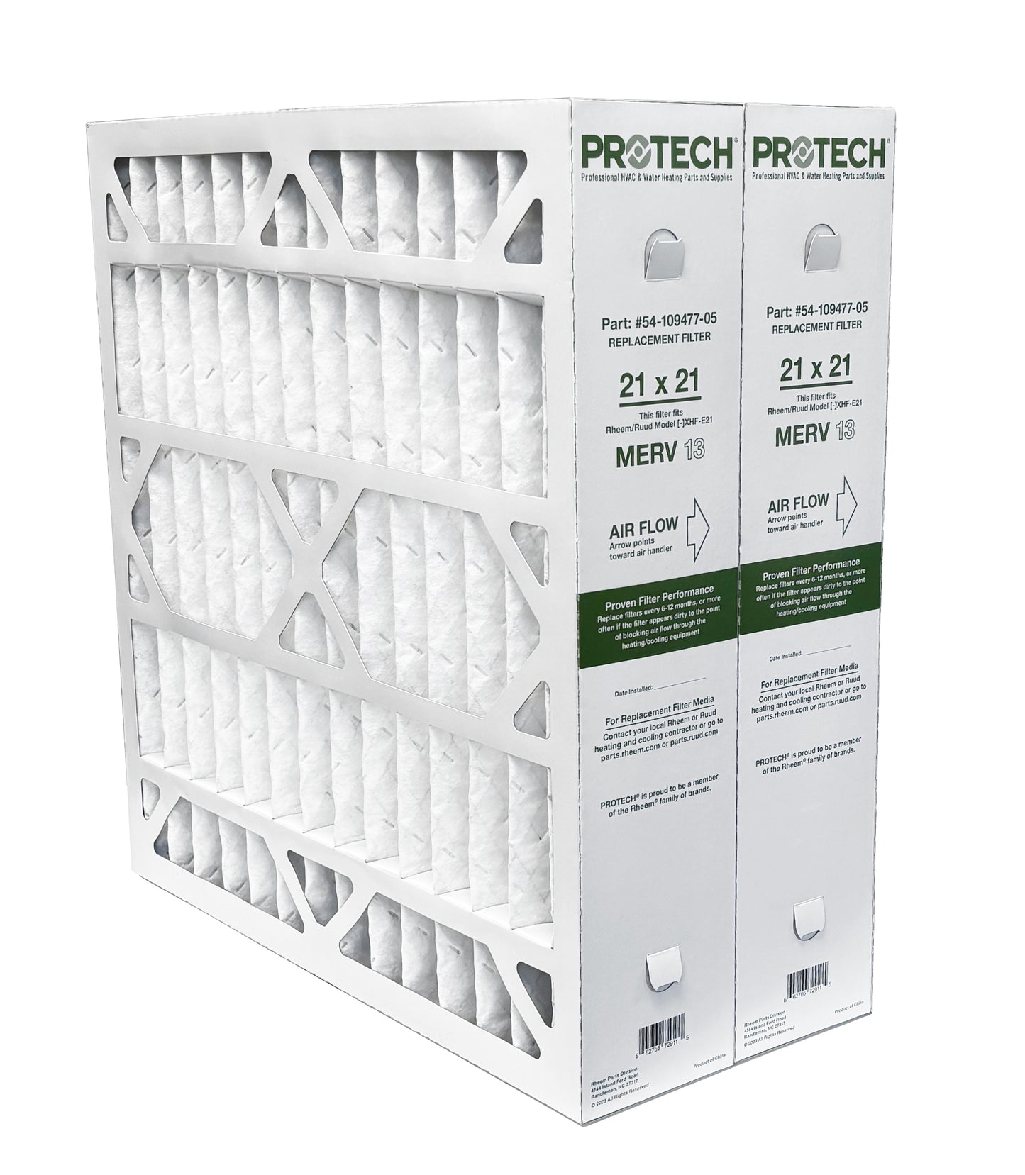 Rheem 54-109477-05 - 21" x 21" x 5" Exact-Fit Filter for Air Cleaner XHF-E21M13, MERV 13