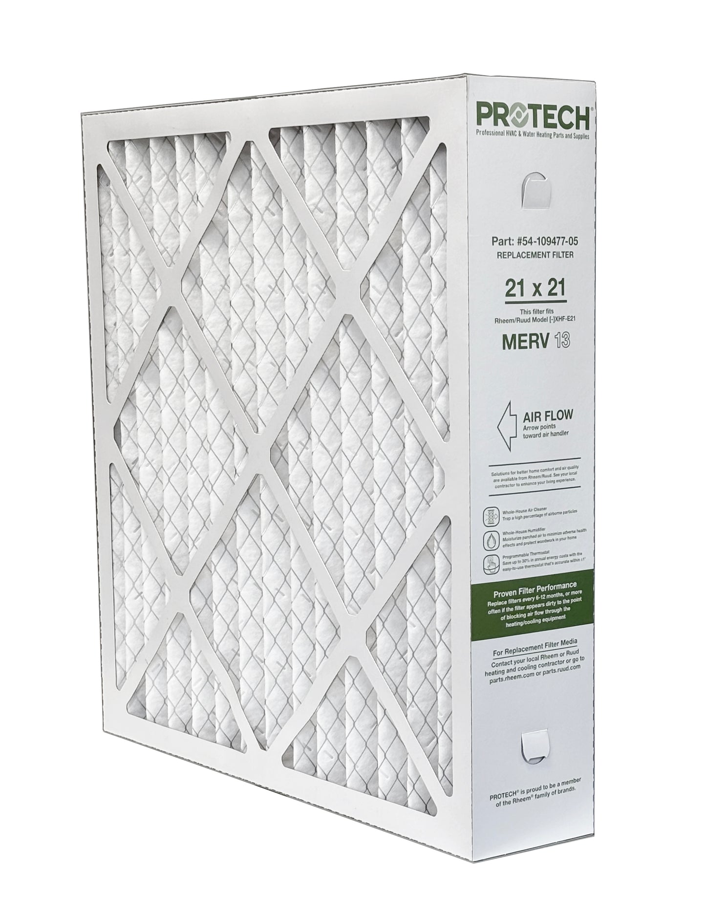 Rheem 54-109477-05 - 21" x 21" x 5" Exact-Fit Filter for Air Cleaner XHF-E21M13, MERV 13