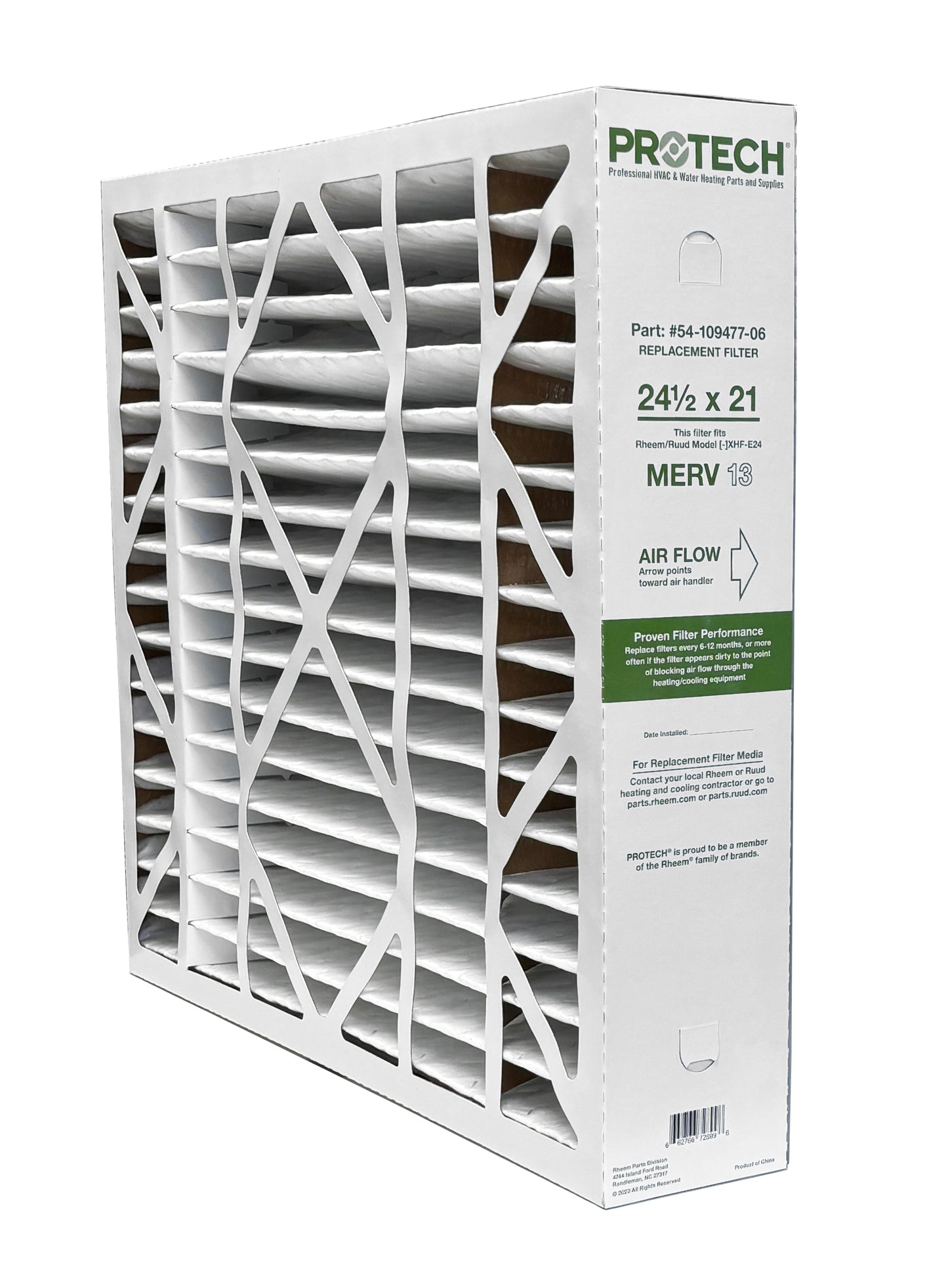Rheem 54-109477-06 - 21" x 24.50" x 5" Exact-Fit Filter for Air Cleaner XHF-E24M13, MERV 13