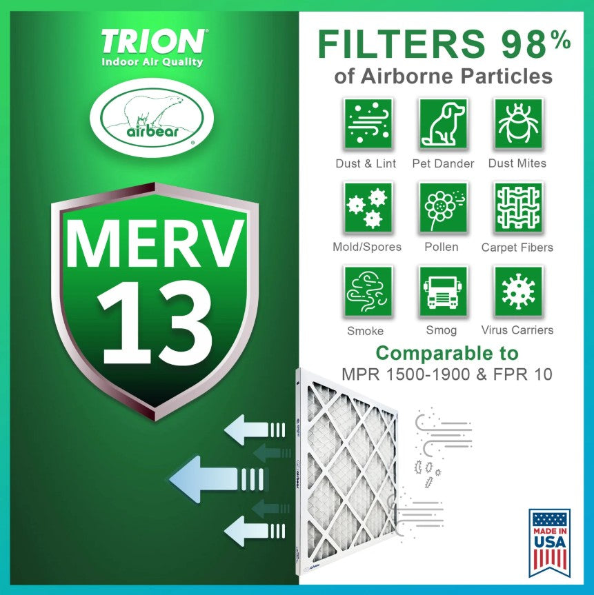Trion Air Bear 266649-104 - 16" x 20" x 5" Pleated Air Filter, MERV 13