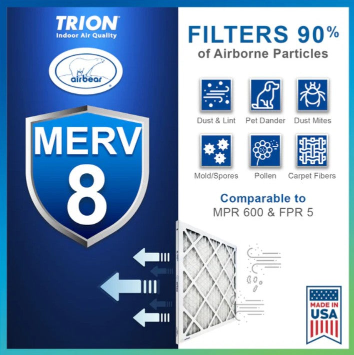 Trion Air Bear 255649-104 - 16" x 20" x 5" Pleated Air Filter, MERV 8