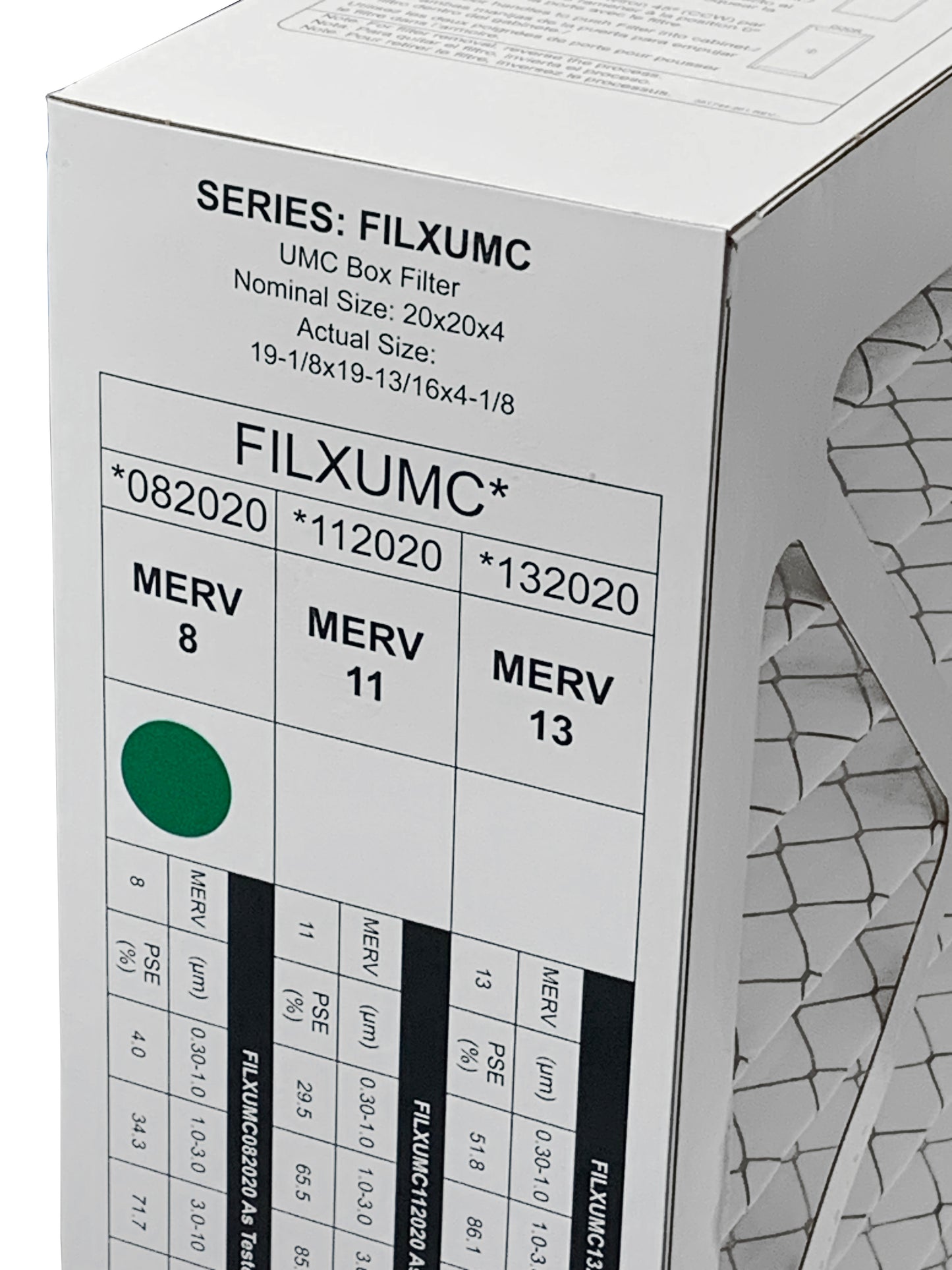 Carrier & Bryant FILXUMC082020 - 20" x 20" x 4" Pleated Air Filter, MERV 8 replaces old part # FILXXFNC0021