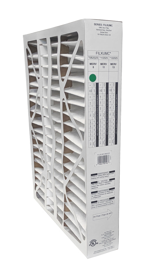 Carrier & Bryant FILXUMC082025 - 20" x 25" x 4" Pleated Air Filter, MERV 8 replaces old part # FILXXCAR0020