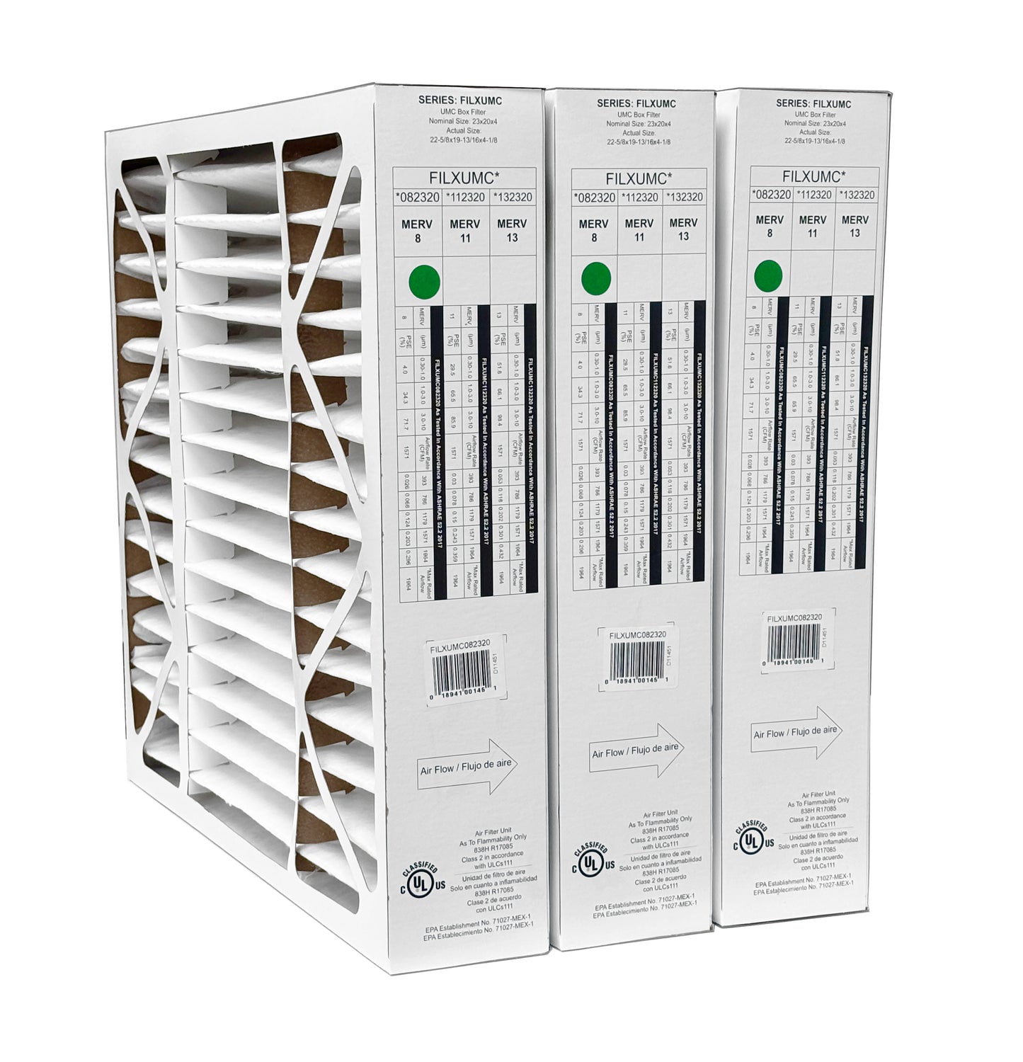 Carrier & Bryant FILXUMC082320 - 20" x 23" x 4" Pleated Air Filter, MERV 8 replaces old part # FILXXFNC0024