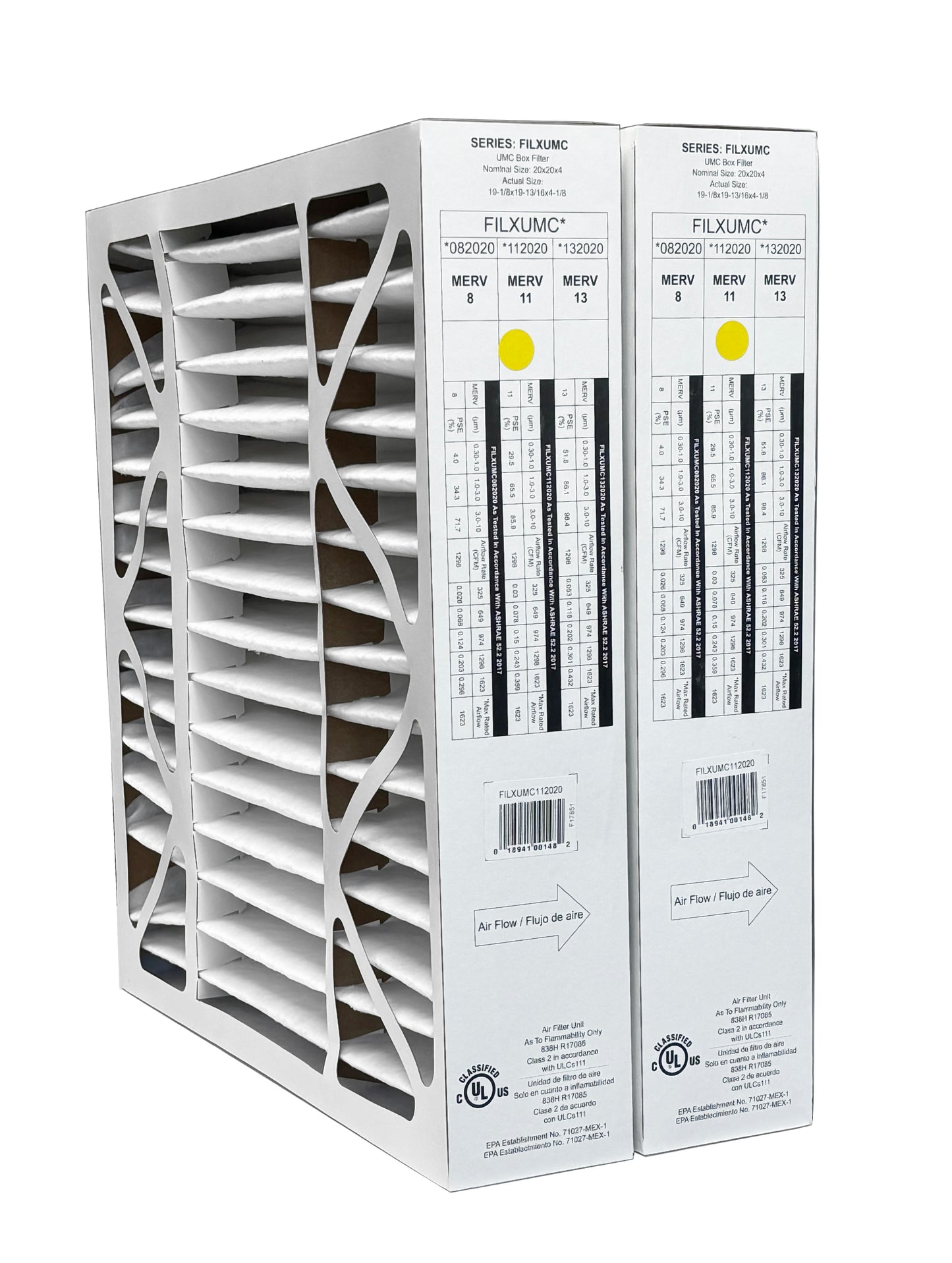 Carrier & Bryant FILXUMC112020 - 20" x 20" x 4" Pleated Air Filter, MERV 11 replaces old part # FILXXFNC0121