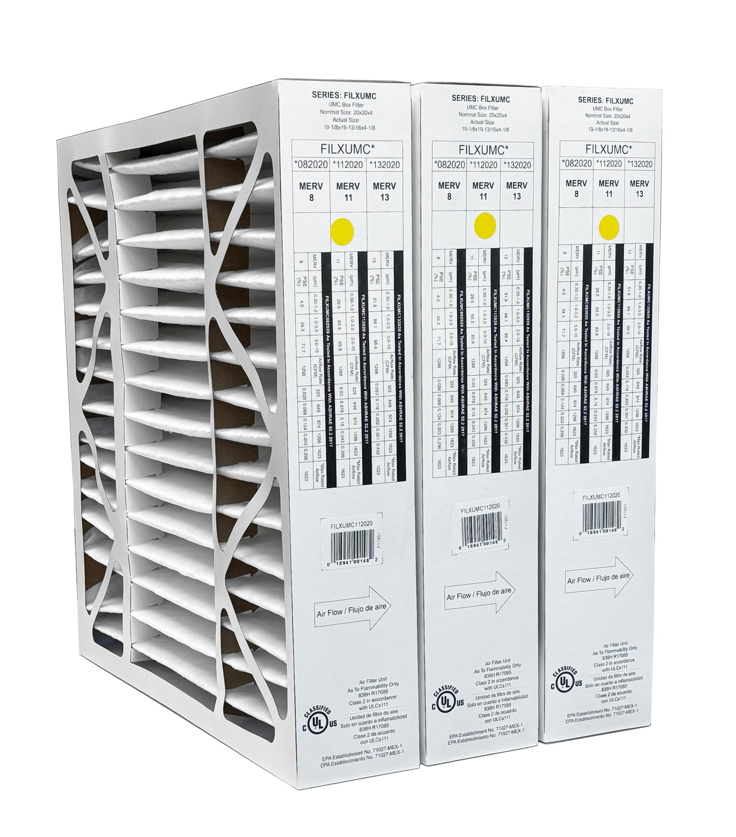 Carrier & Bryant FILXUMC112020 - 20" x 20" x 4" Pleated Air Filter, MERV 11 replaces old part # FILXXFNC0121