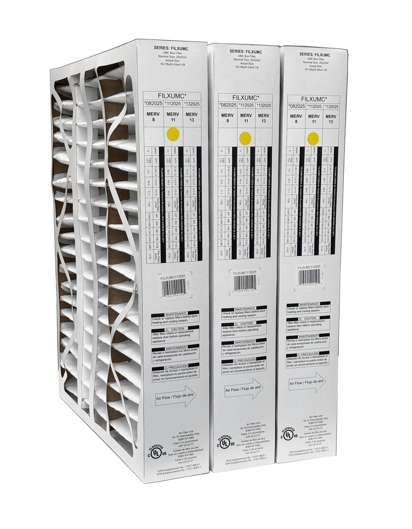 Carrier & Bryant FILXUMC112025 - 20" x 25" x 4" Pleated Air Filter, MERV 11 replaces old part # FILXXCAR0120