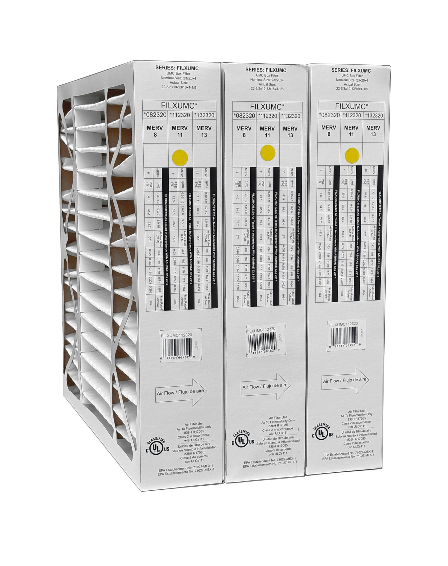 Carrier & Bryant FILXUMC112320 - 20" x 23" x 4" Pleated Air Filter, MERV 11 replaces old part # FILXXFNC0124