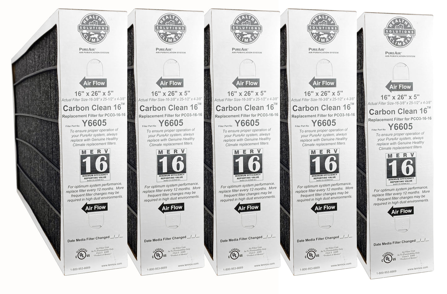 Lennox Y6605- PureAir PCO3-16-16 MERV 16 Filter- 16" x 26" x 5"