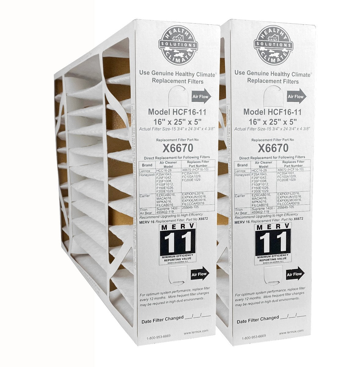 Lennox X6670 HCF16-11 16" x 25" x 5" - Healthy Climate MERV 11 Replacement Filter