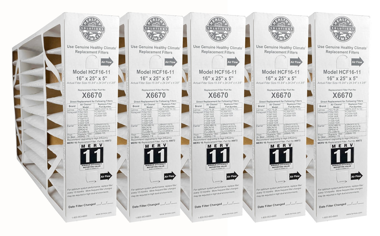Lennox X6670 HCF16-11 16" x 25" x 5" - Healthy Climate MERV 11 Replacement Filter