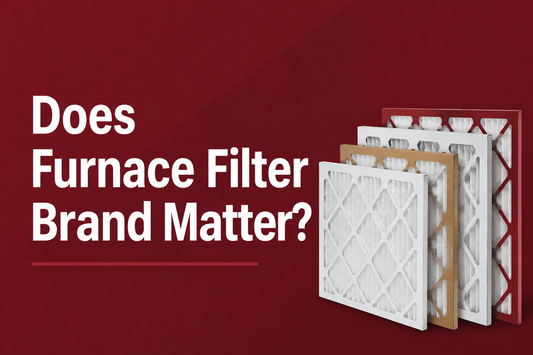 Does furnace filter brand matter with multiple pleated furnace filters on a maroon background
