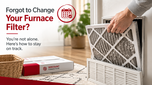 Homeowner replacing a furnace filter while checking a calendar reminder, illustrating why homeowners forget to change furnace filters and the importance of regular HVAC maintenance.