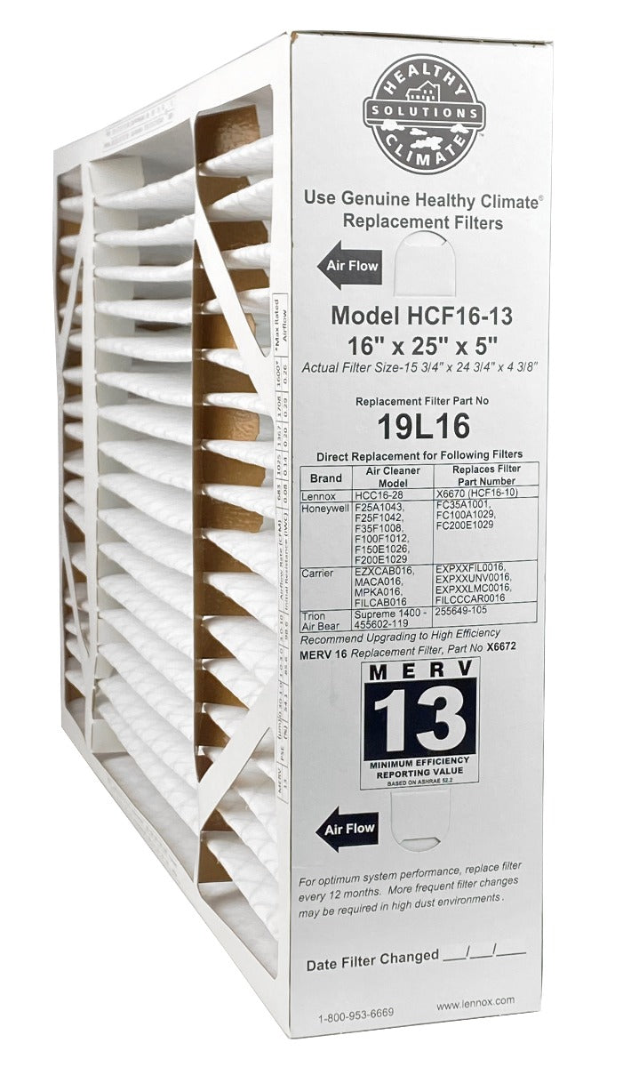 Lennox 19L16 - 16" x 25" x 5" Healthy Climate HCF16-13 Air filter, MERV 13