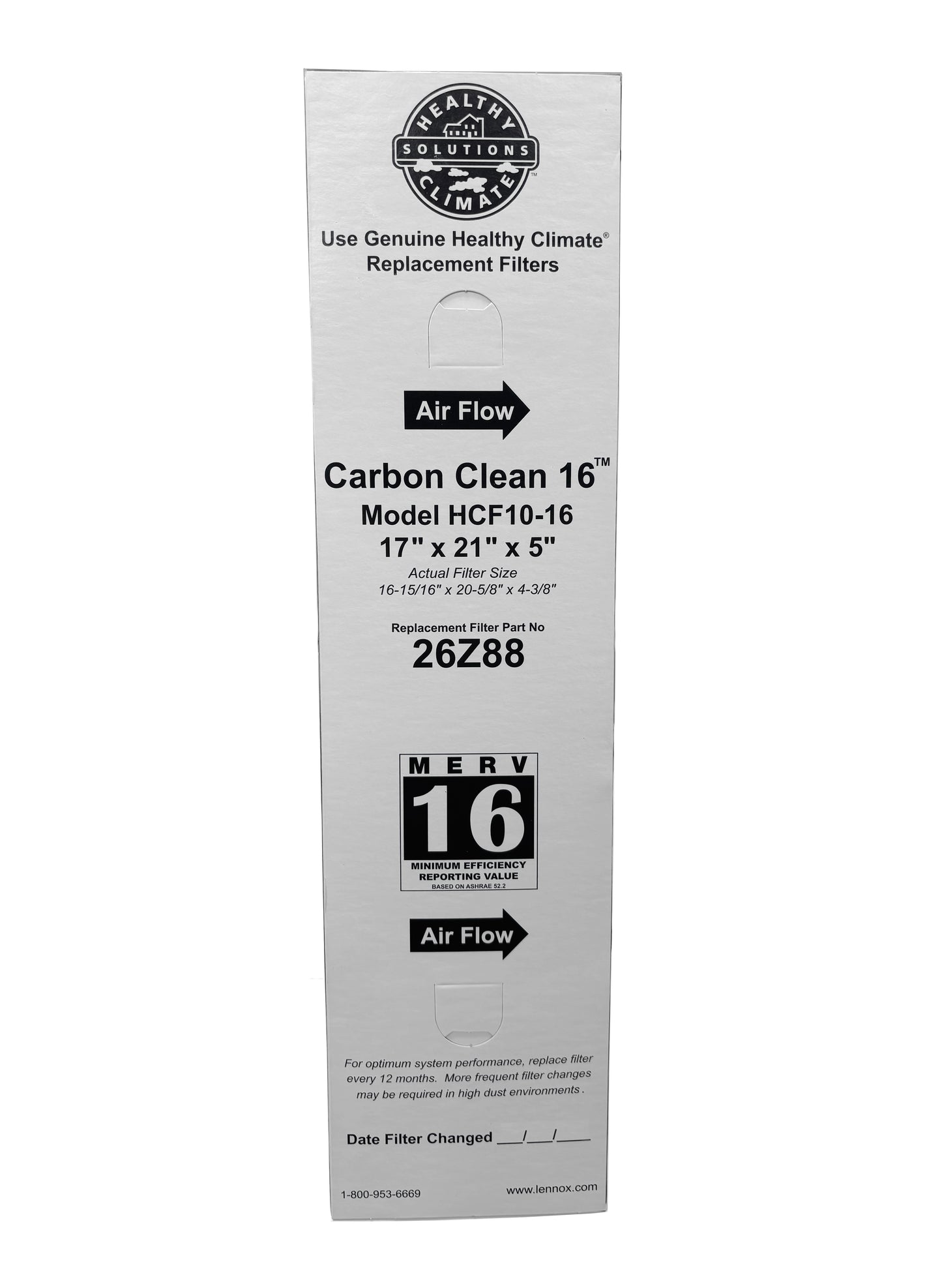 Lennox 26Z88 - 17" x 21" x 5" Health Climate Carbon Clean HCF10-16 Air Filter, MERV 16