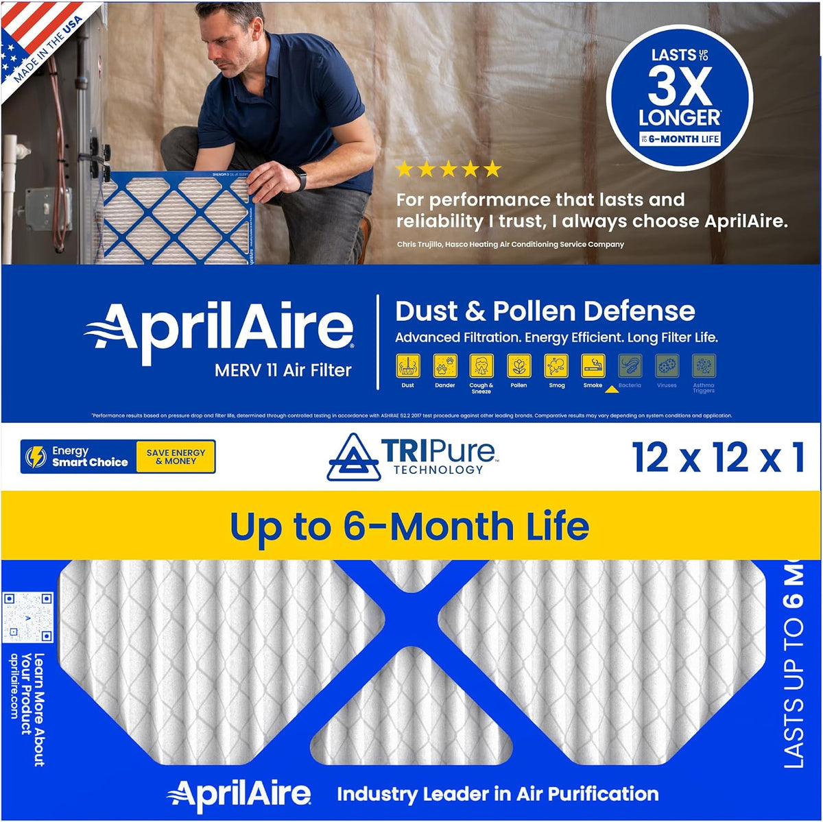 AprilAire A12121 1-Inch Media 12" x 12" x 1" MERV 11
