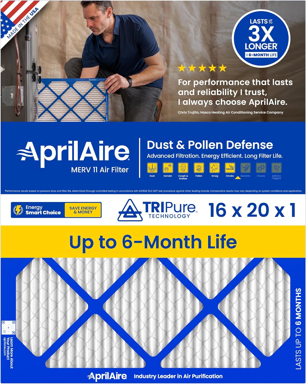 AprilAire A16201 1-Inch Media 16" x 20" x 1" MERV 11
