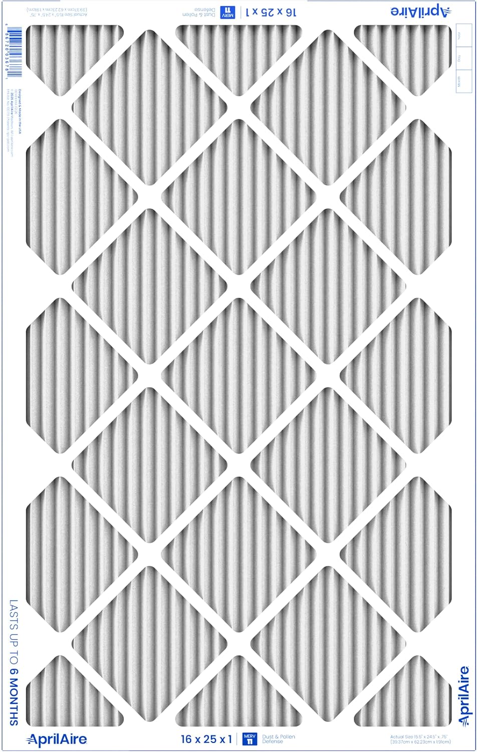 AprilAire A16251 1-Inch Media 16" x 25" x 1" MERV 11