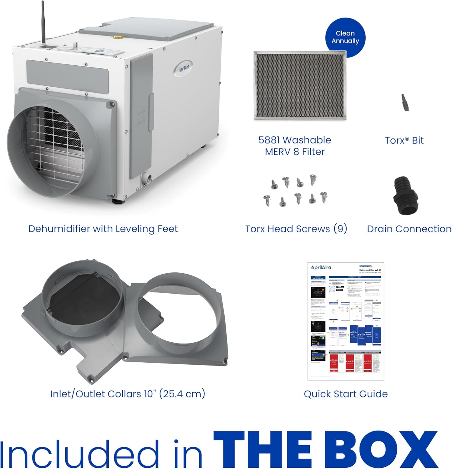 Aprilaire E100W - Wi-Fi Enabled Whole House Dehumidifier, 100 Pints