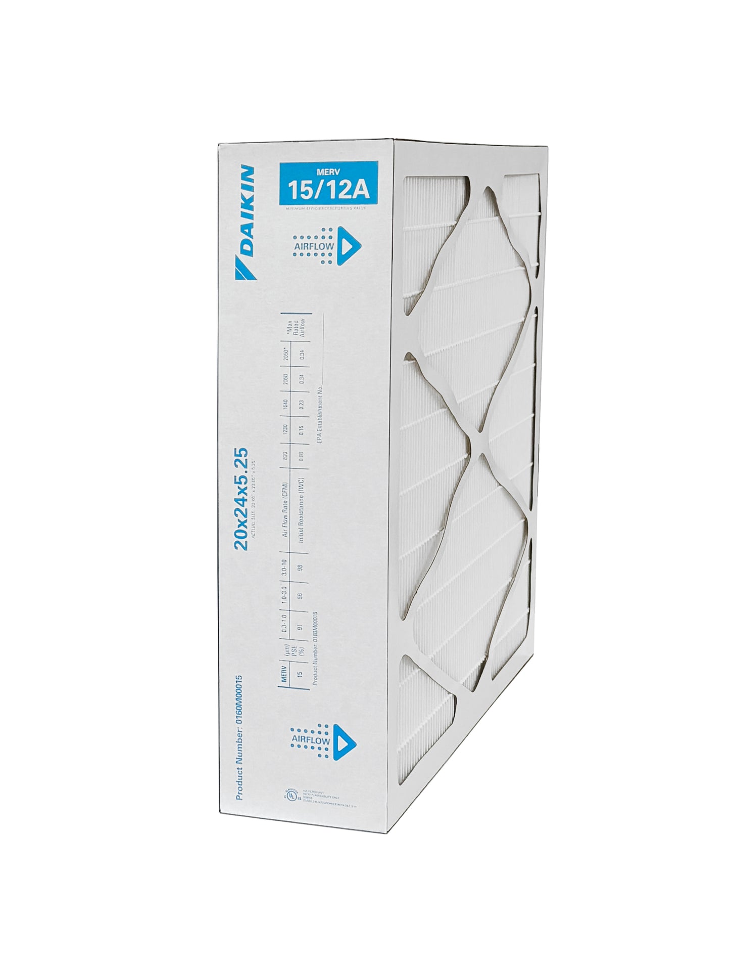 Daikin 0160M00014 - 20" x 20" x 5" Pleated MERV 15 Replacement Filter for DV15-2121-AC