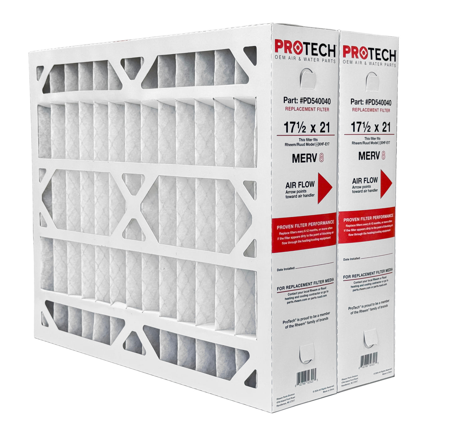 Rheem PD540040 - 17.5" x 21" x 5" Exact-Fit Filter for Air Cleaner AXHF-E17AM, MERV 8
