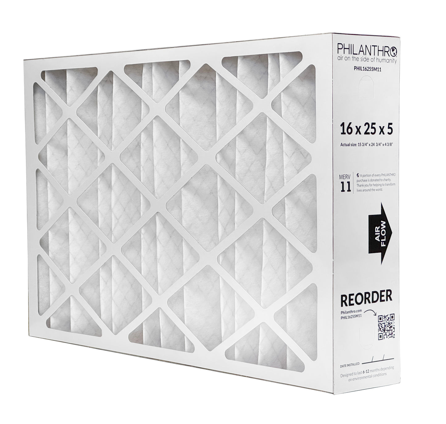 Philanthro PHIL16255M11 - 16" x 25" x 5" Air Filter, MERV 11