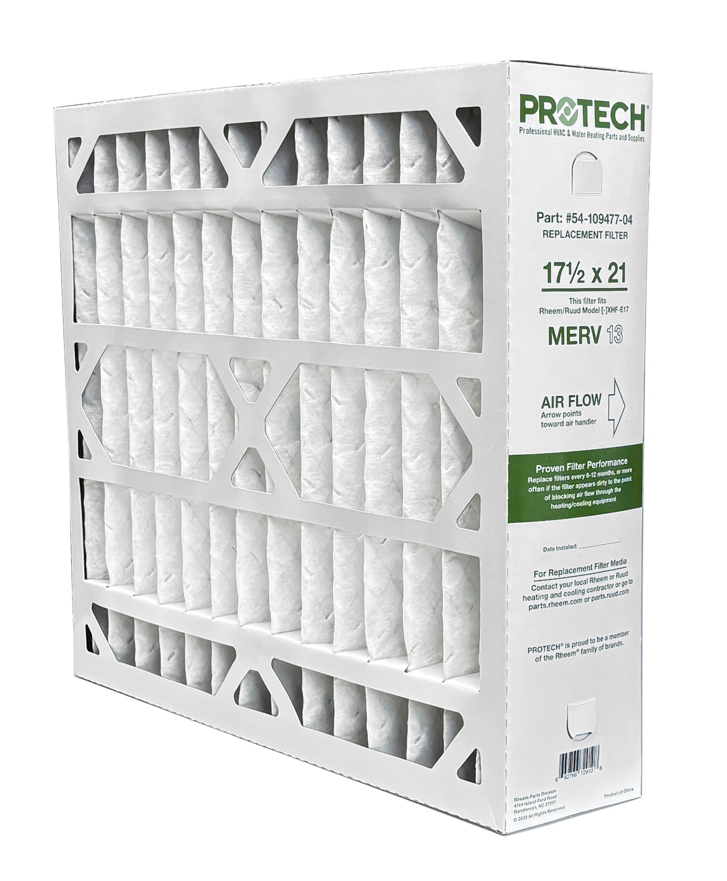 Rheem 54-109477-04 - 17.5" x 21" x 5" Exact-Fit Filter for Air Cleaner XHF-E17M13, MERV 13
