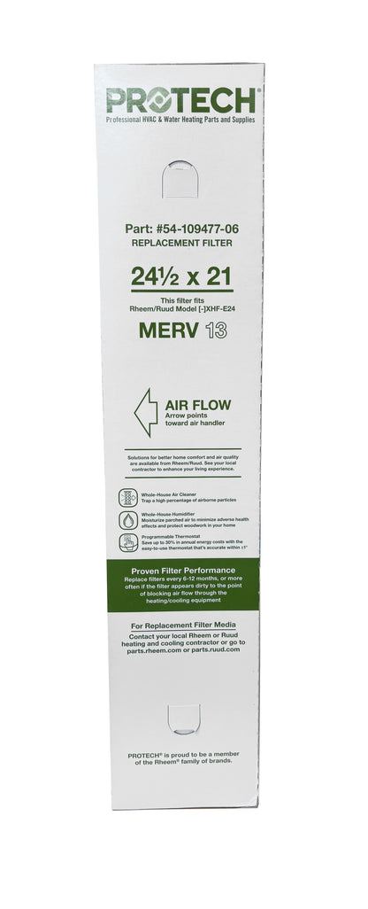 Rheem 54-109477-06 - 21" x 24.50" x 5" Exact-Fit Filter for Air Cleaner XHF-E24M13, MERV 13
