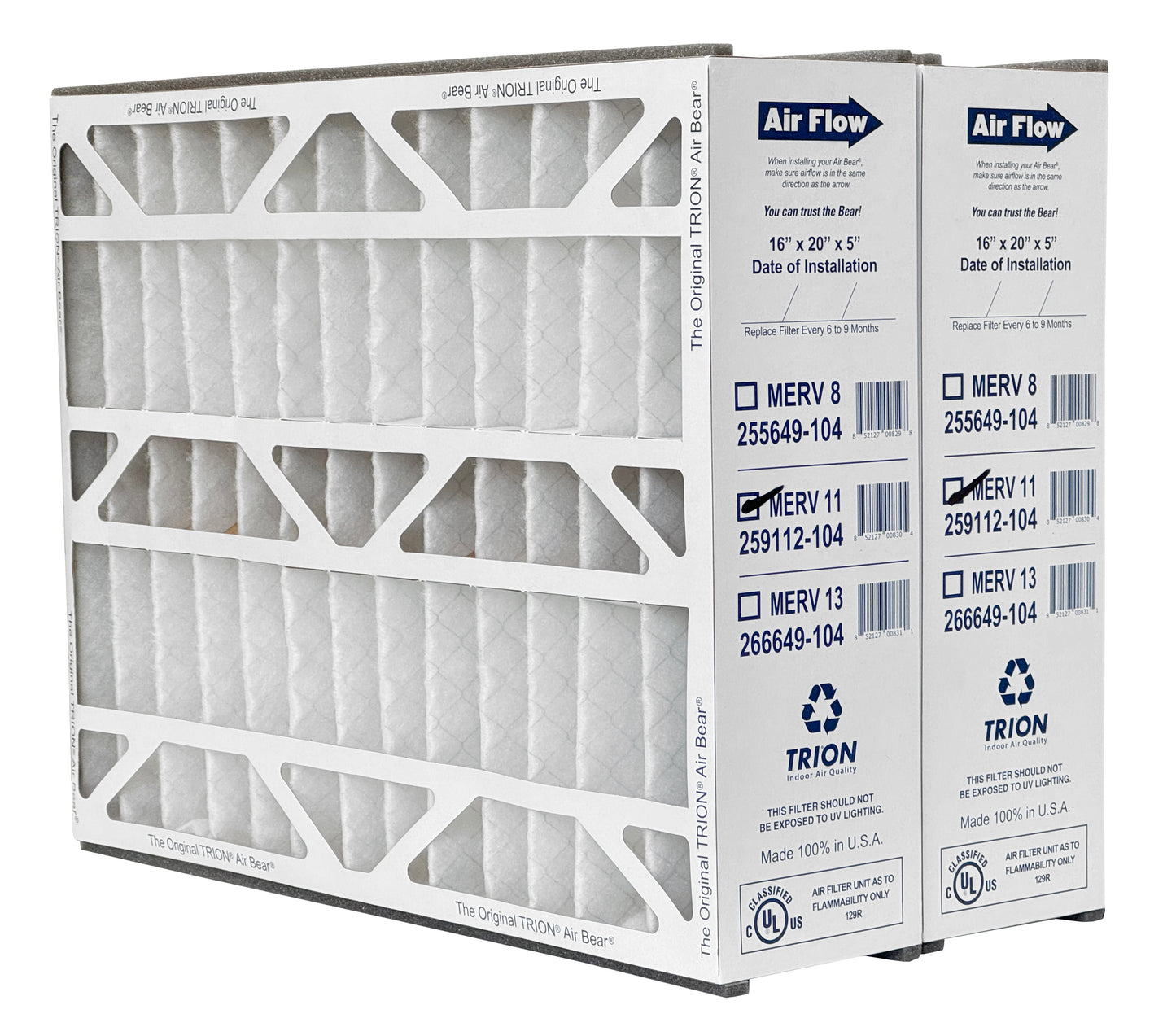 Trion Air Bear 259112-104 - 16" x 20" x 5" Pleated Air Filter, MERV 11