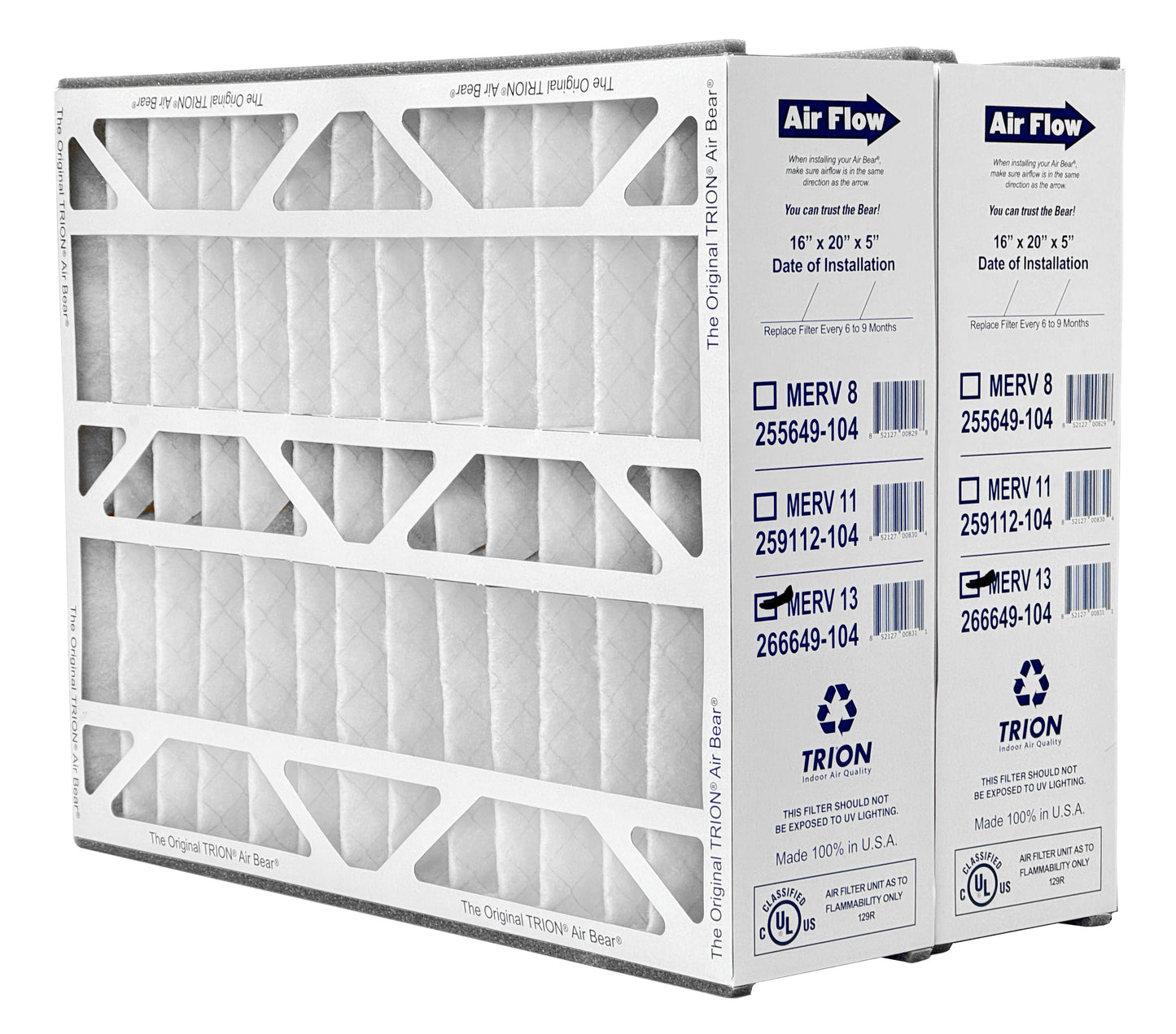 Trion Air Bear 266649-104 - 16" x 20" x 5" Pleated Air Filter, MERV 13