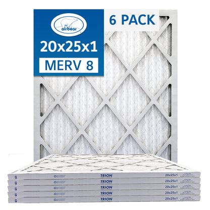 Trion Air Bear T08-20251-6P - 20" x 25" x 1" Pleated Air Filter (6-Pack), MERV 8