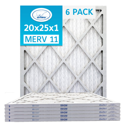 Trion Air Bear T11-20251-6P - 20" x 25" x 1" Pleated Air Filter (6-Pack), MERV 11