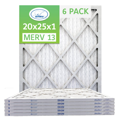 Trion Air Bear T13-20251-6P - 20" x 25" x 1" Pleated Air Filter (6-Pack), MERV 13