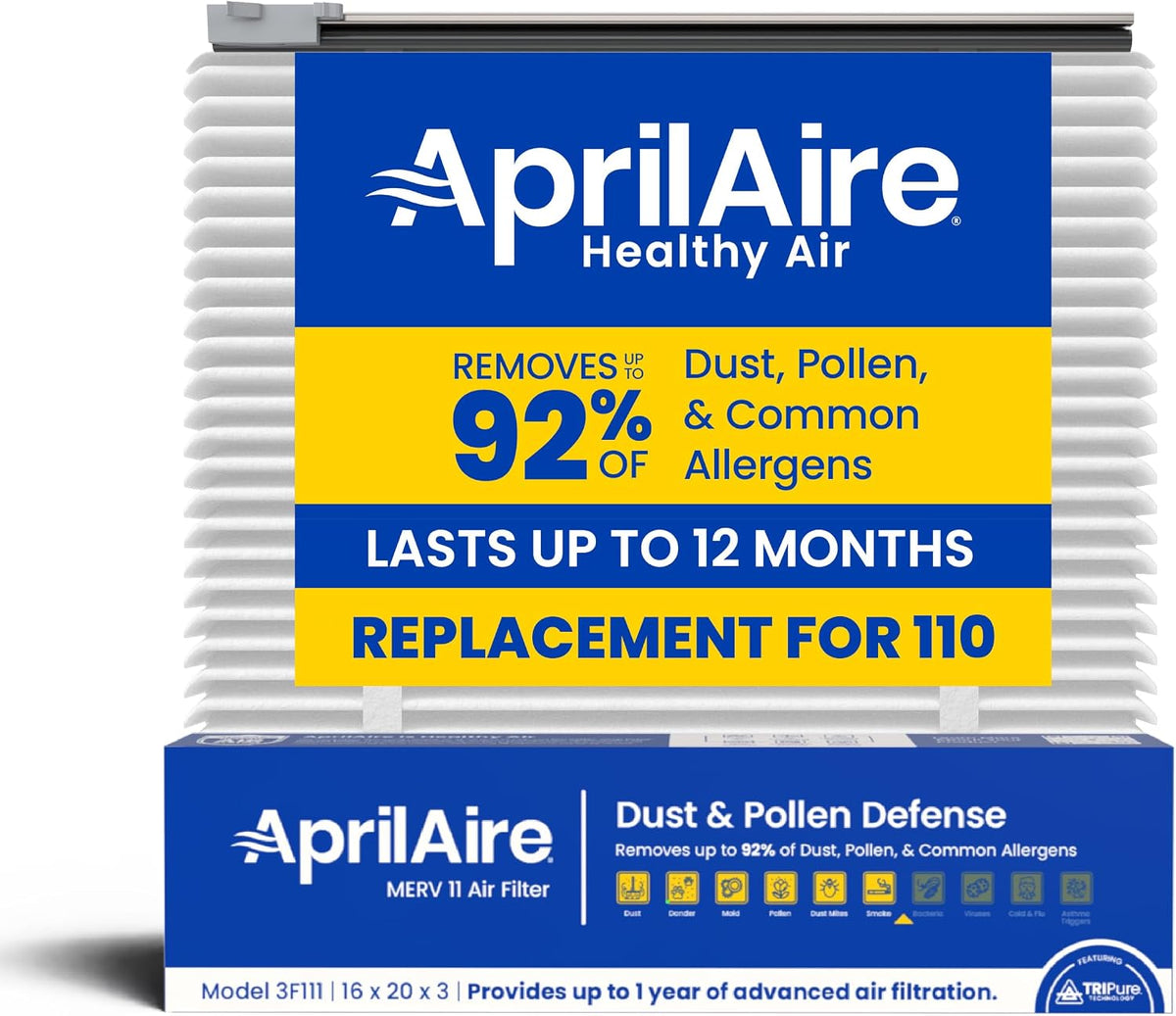 AprilAire UK111 (Replaces 110) MERV 11 TriPure Filter with Upgrade Rails