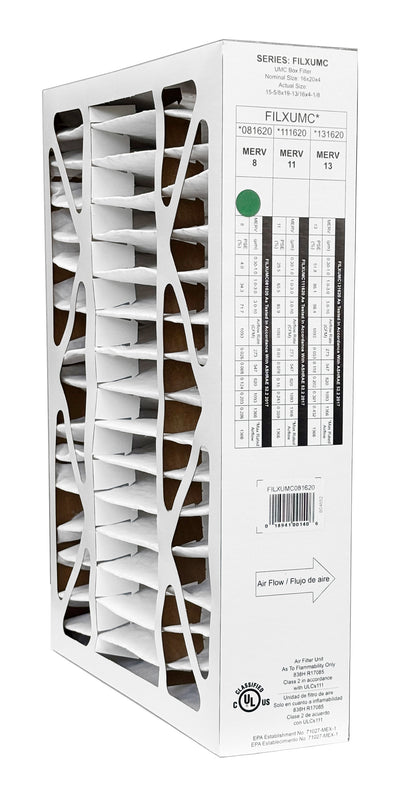 Carrier & Bryant FILXUMC081620 - 16" x 20" x 4" Pleated Air Filter, MERV 8 replaces old part # FILXXFNC0017