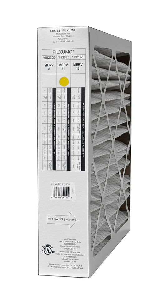 Carrier & Bryant FILXUMC112320 - 20" x 23" x 4" Pleated Air Filter, MERV 11 replaces old part # FILXXFNC0124