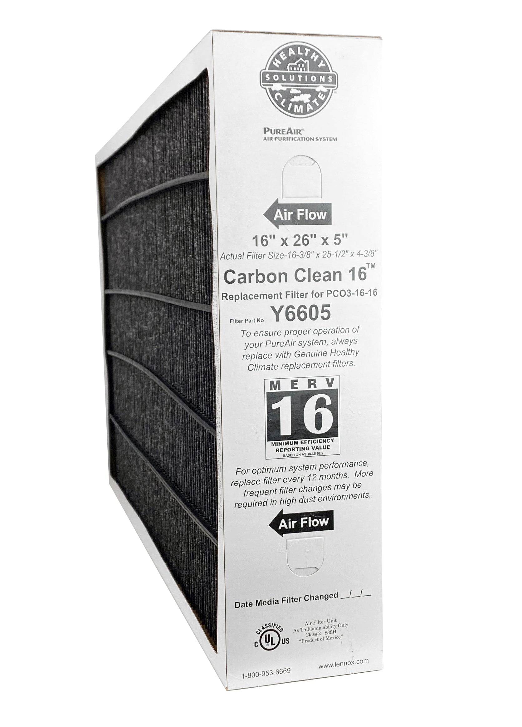 order Q6 ♡ Lennox Y6605- PureAir PCO3-16-16 MERV 16 Filter- 16
