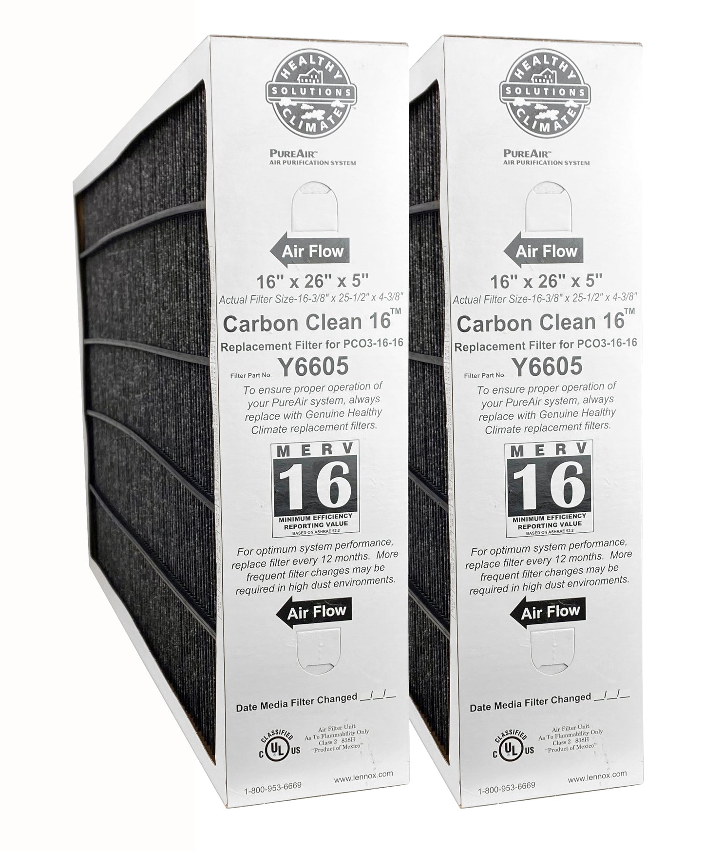 Lennox Y6605- PureAir PCO3-16-16 MERV 16 Filter- 16" x 26" x 5"