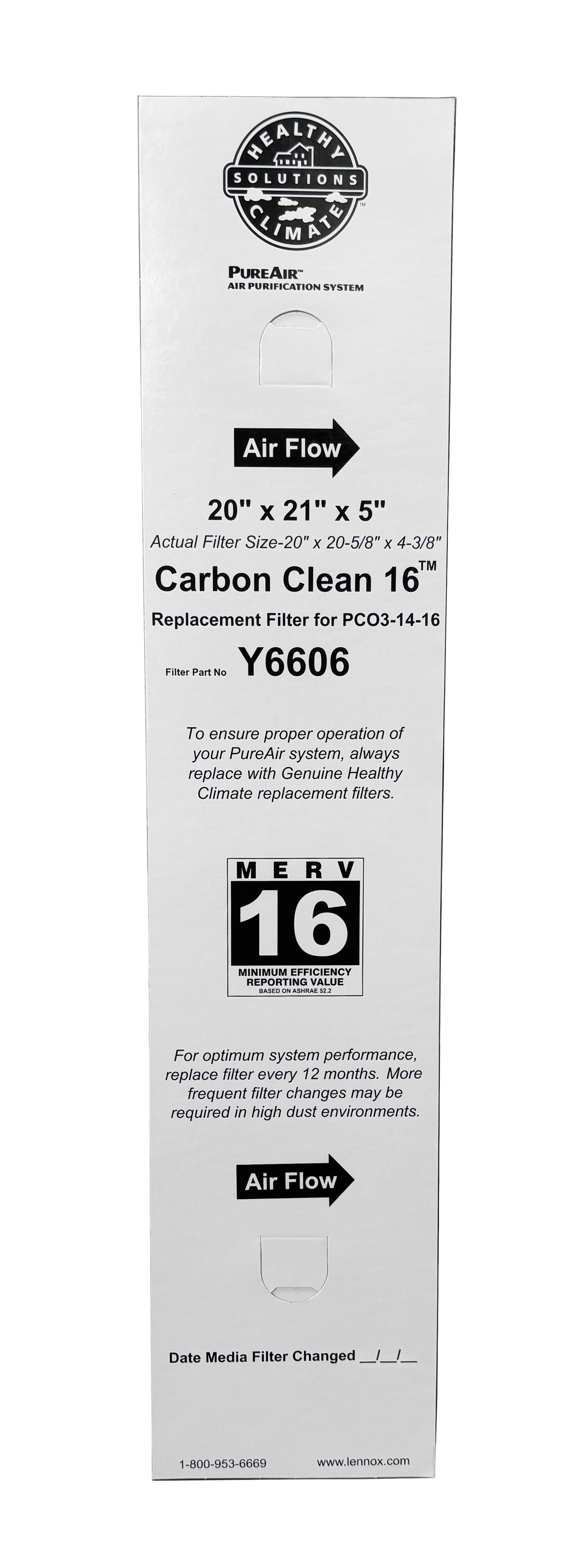 Lennox Y6606 - PureAir PCO3-14-16 MERV 16 Filter- 20" x 21" x 5"