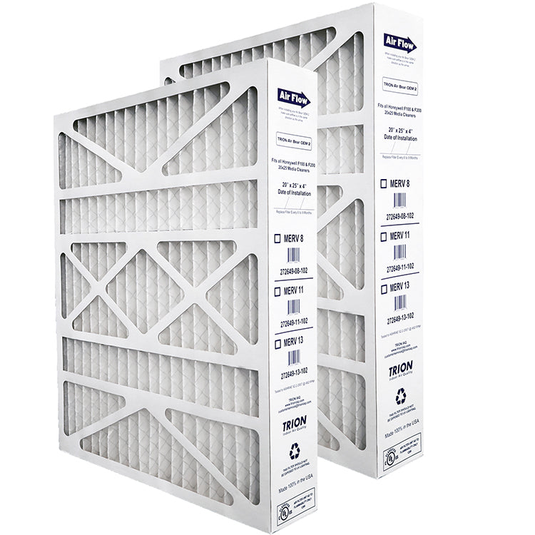 TRION 272649-13-202 OEM-2 Air Filter 20x25x4 (2-Pack, MERV 13) Replacement Filter for Honeywell FC100A1037 / FC200E1037, Actual Size 19.83” x 24.75” x 4.375”