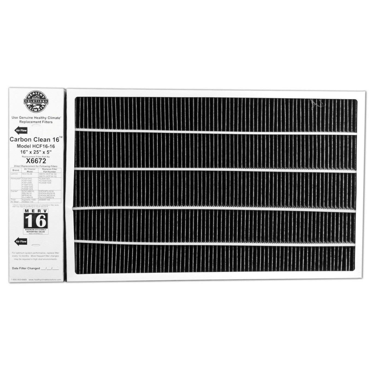 2 Filtri Lennox Healthy Climate MERV 16, Carbone Attivo X6672, Per Forno/Climatizzatore, Nord America